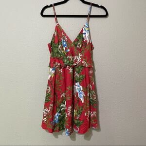 Everly Red Floral Ruffled Mini Dress Womens S Summer Sundress Girly Tropical